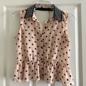 Polka dot collared blouse